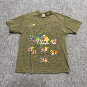 VTG M&Ms T-Shirt Men's Large Distressed Cotton Chocolate Multi-Colored Y2K